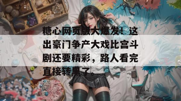 糖心网页版大爆发！这出豪门争产大戏比宫斗剧还要精彩，路人看完直接转黑了。